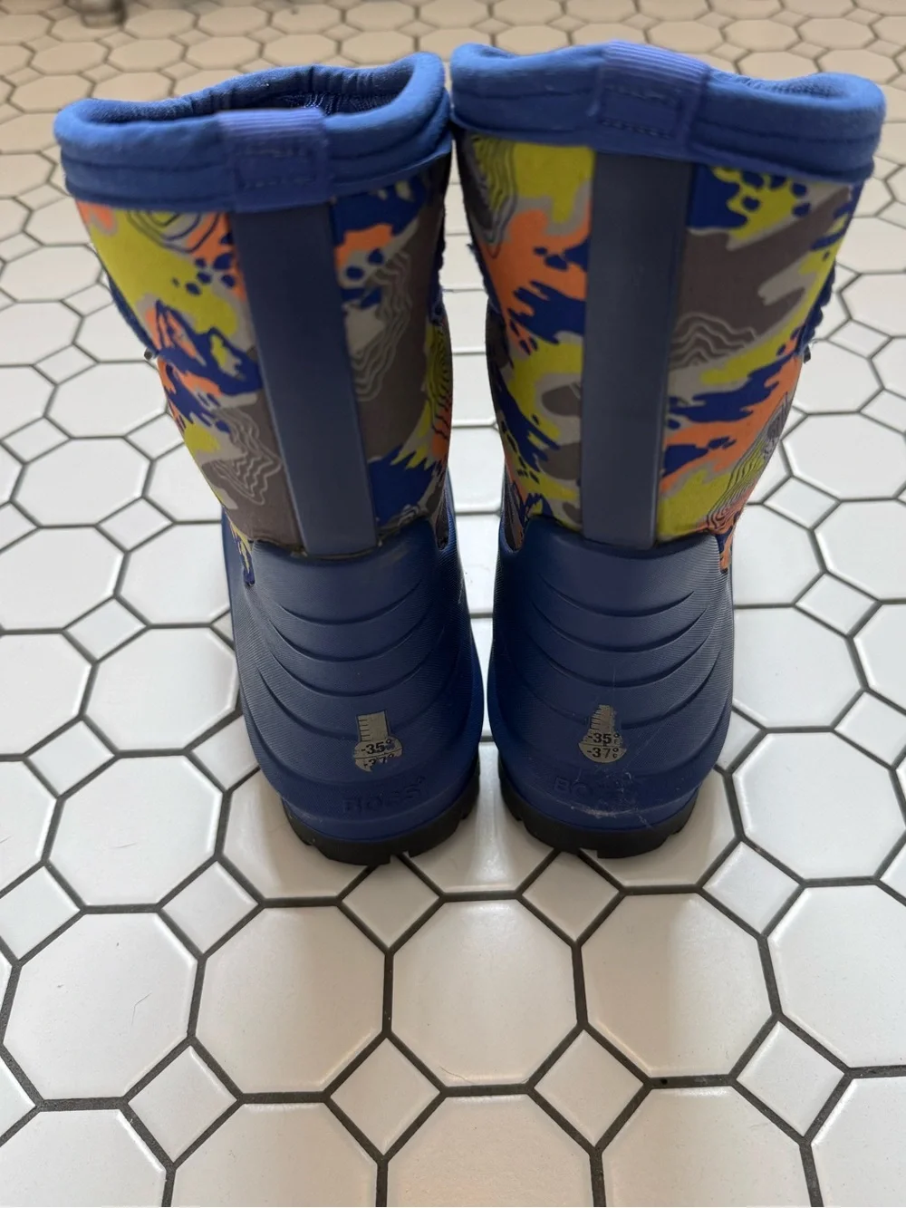 Bogs Navy Blue Kids Rain Boots with Pull Handles